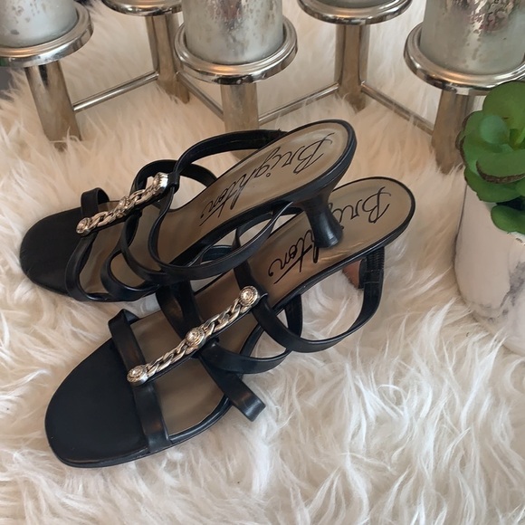 BRIGHTON Black Strrapy high heel shoes size 8.5 - Picture 3 of 9